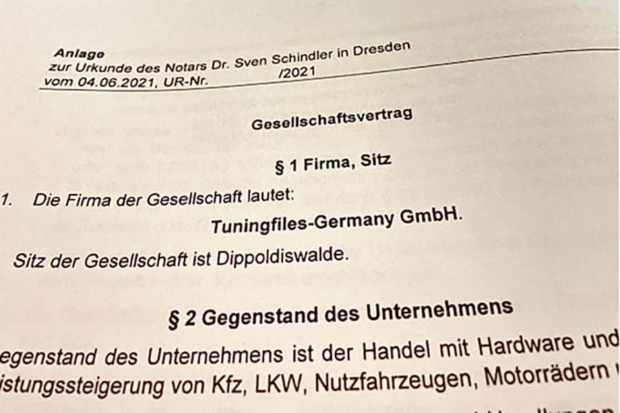 Tuningfiles Gründung der Tuningfiles-Germany GmbH